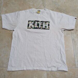 Kith A Bathing Ape (BAPE) White/Camouflage Box Logo T-shirt - Large